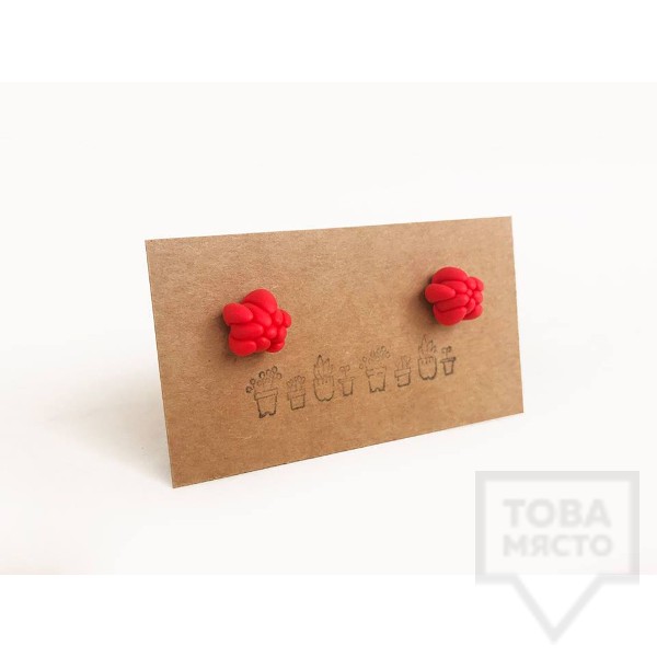 Ръчно изработени обеци 3va - "SuccuLove" - red